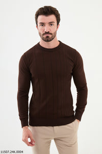 Bojoni Chicago Slim Fit Brown Knitted Sweater