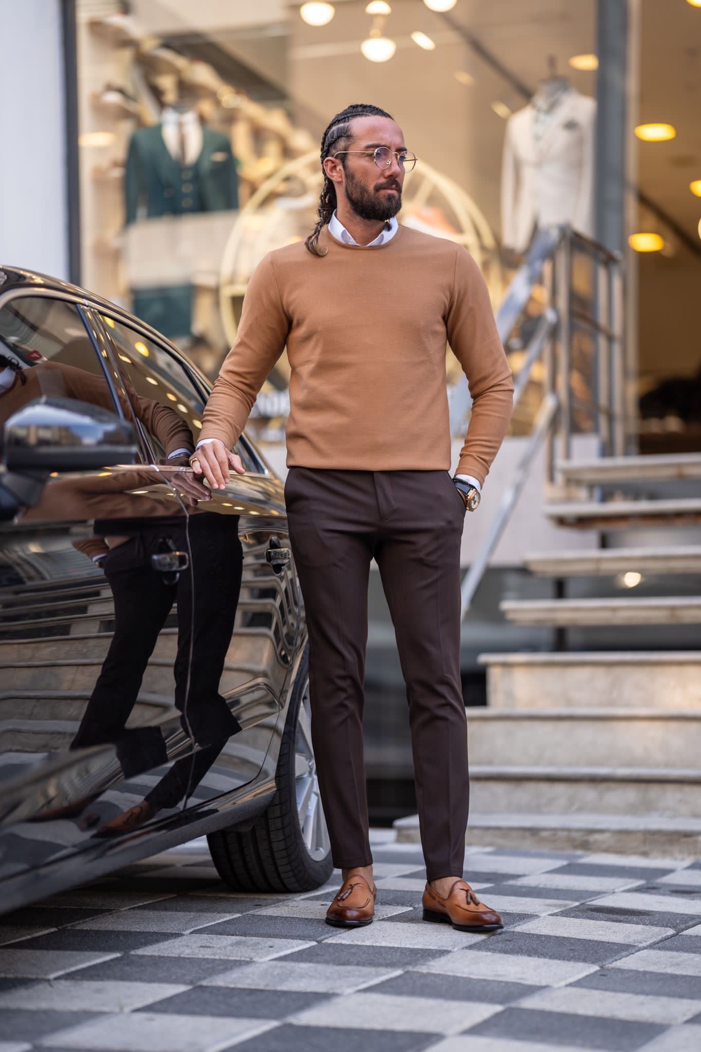 Bojoni Milford Slim Fit Camel Knitwear