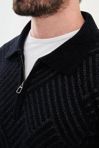 Bojoni Omaha Knitwear Polo Zippered Collar Black Sweater