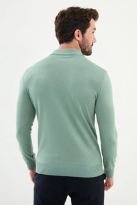 Bojoni Capena Patterned Slim Fit Polo Neck Light Green Knitwear Sweater