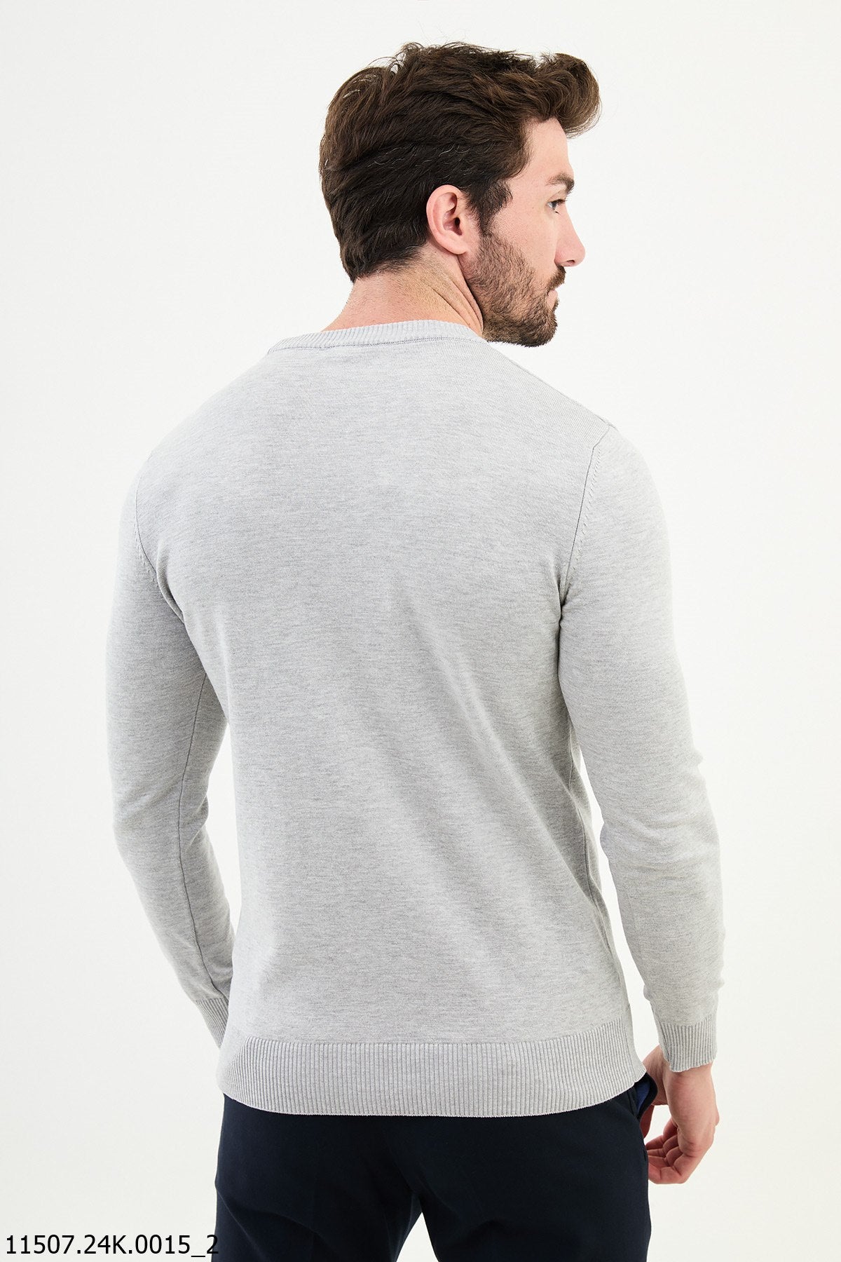 Bojoni Chicago Slim Fit Gray Knitted Sweater