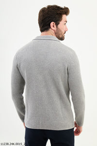 Bojoni Chicago Slim Fit Gray Knitwear Cardigan Sweater