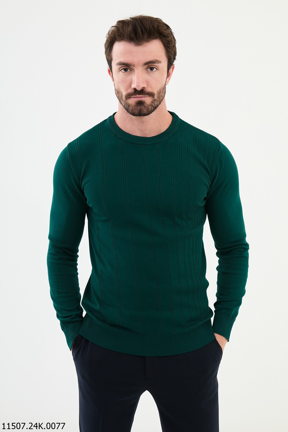 Bojoni Chicago Slim Fit Emerald Knitted Sweater