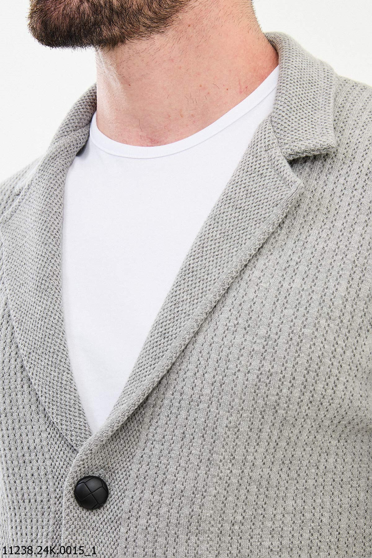 Bojoni Chicago Slim Fit Gray Knitwear Cardigan Sweater