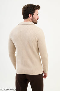 Bojoni Chicago Slim Fit Beige Knitwear Cardigan Sweater