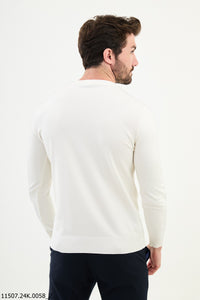 Bojoni Chicago Slim Fit White Knitted Sweater