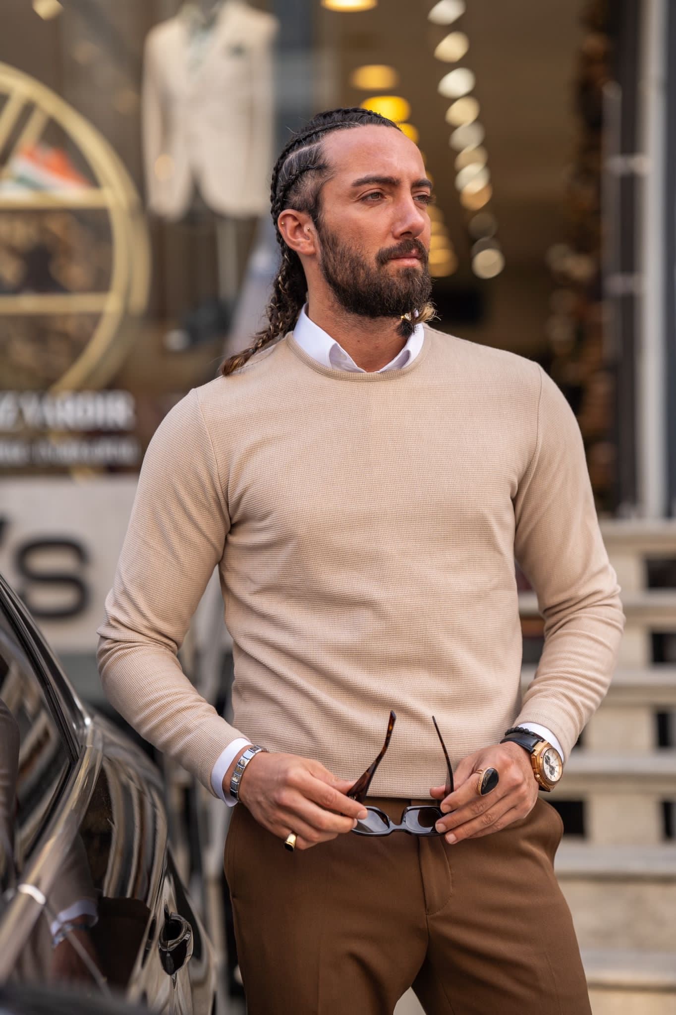 Bojoni Milford Slim Fit Beige Knitwear