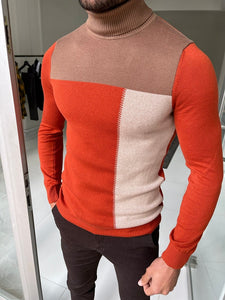 Bojo Orange Slim Fit Turtleneck Sweater-baagr.myshopify.com-sweatshirts-BOJONI