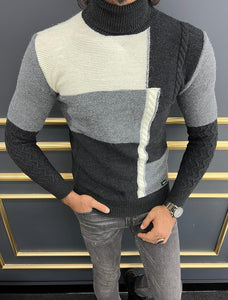 Thread Slim Fit Custom Design Mixed Color Turtleneck