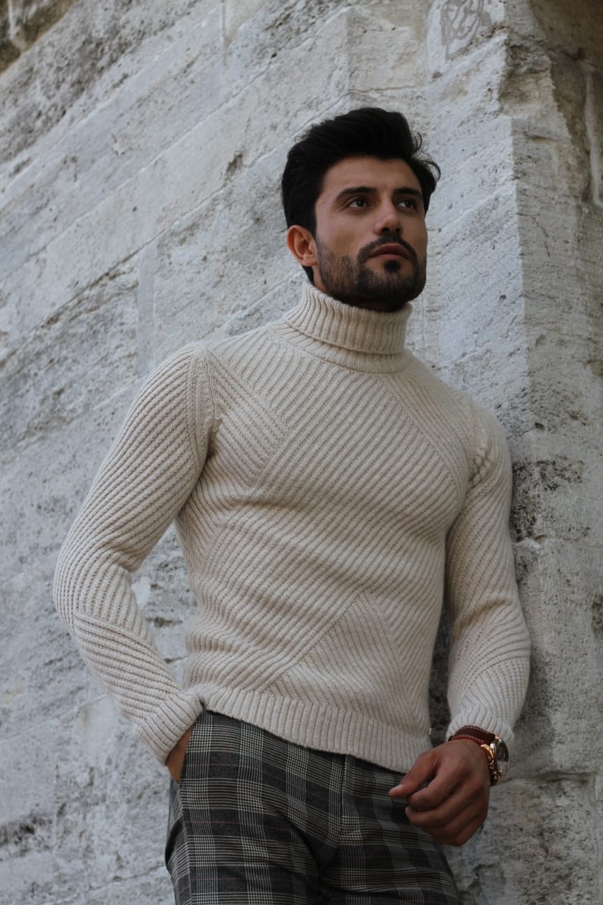 Patrick Slim-Fit Knitted Sweater in Beige-baagr.myshopify.com-sweatshirts-BOJONI