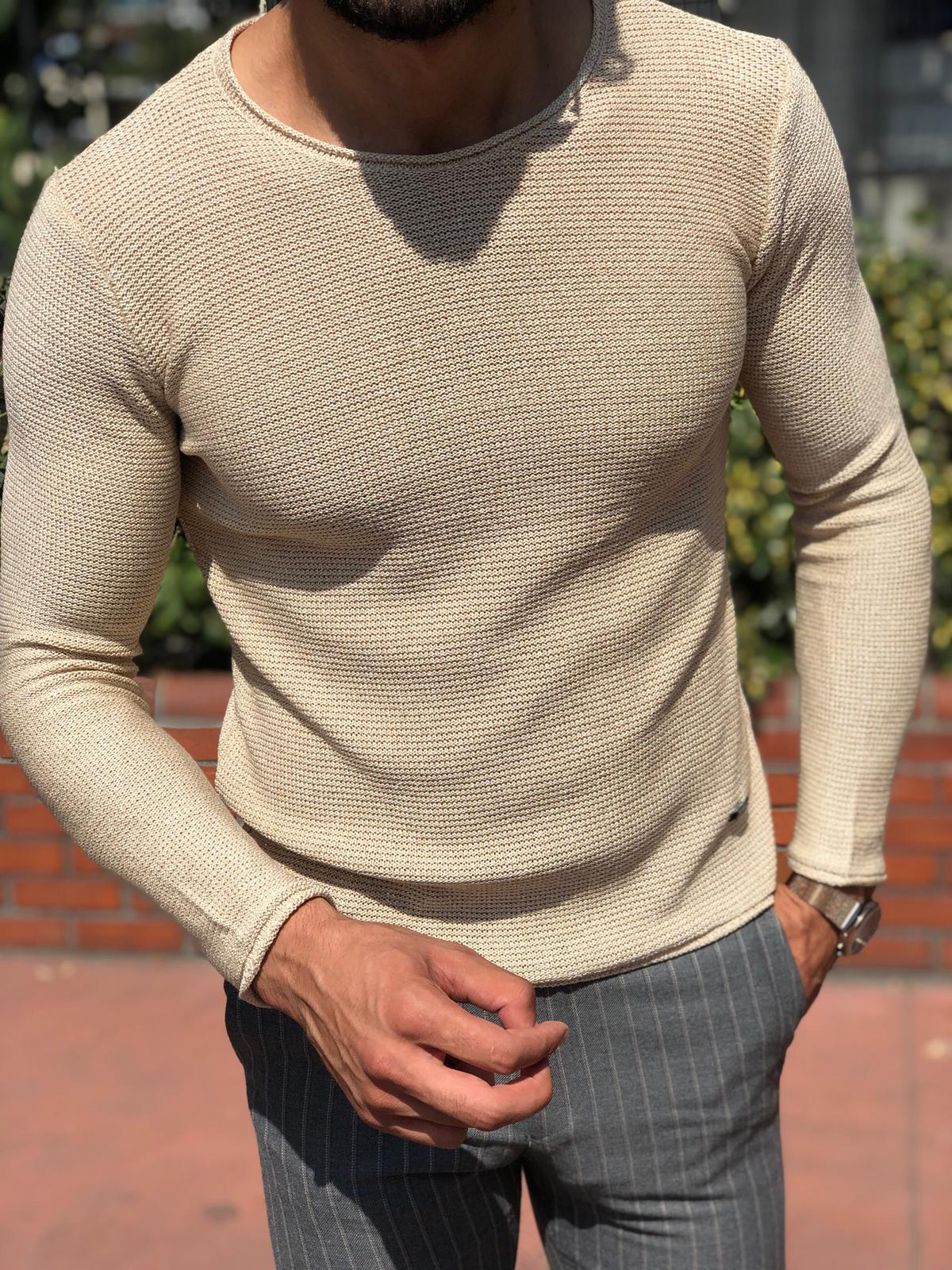 Merus Slim-Fit Knitwear Beige-baagr.myshopify.com-sweatshirts-BOJONI