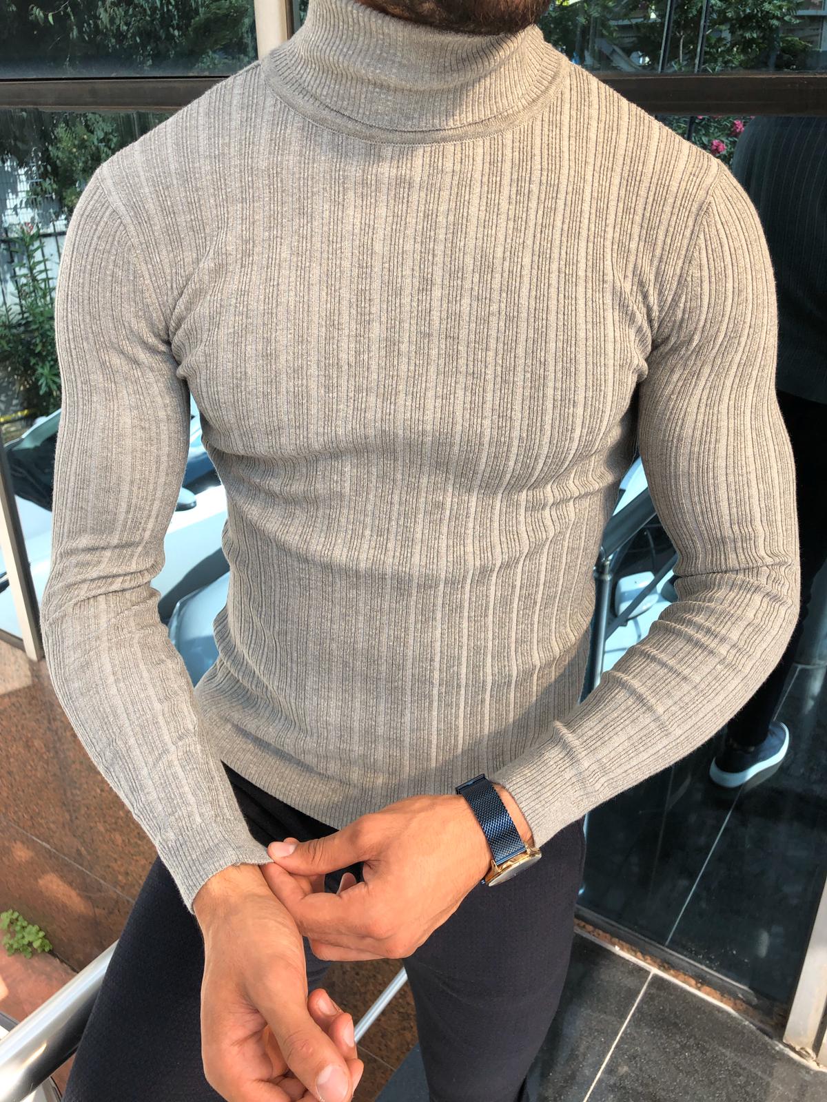 Santo Slim-Fit Turtleneck Knitwear Gray-baagr.myshopify.com-sweatshirts-BOJONI