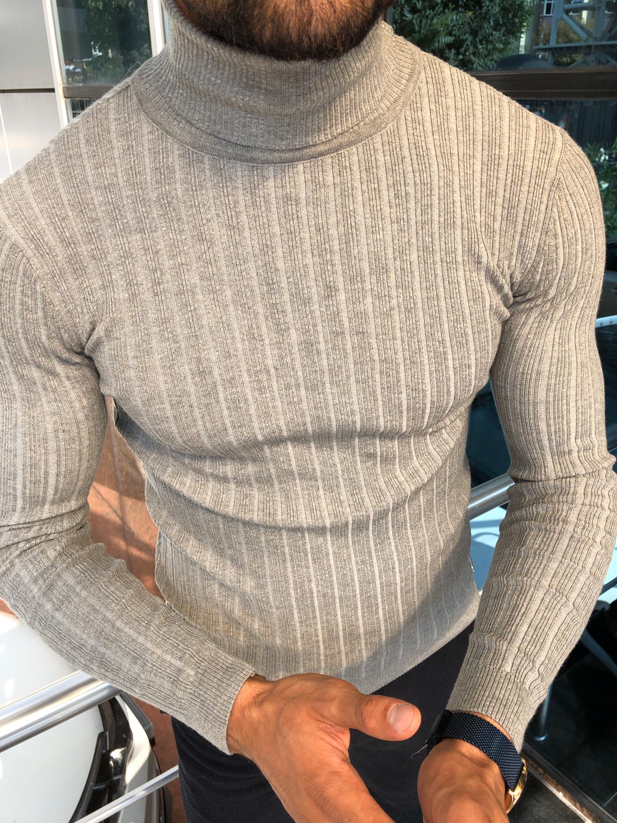 Santo Slim-Fit Turtleneck Knitwear Gray-baagr.myshopify.com-sweatshirts-BOJONI