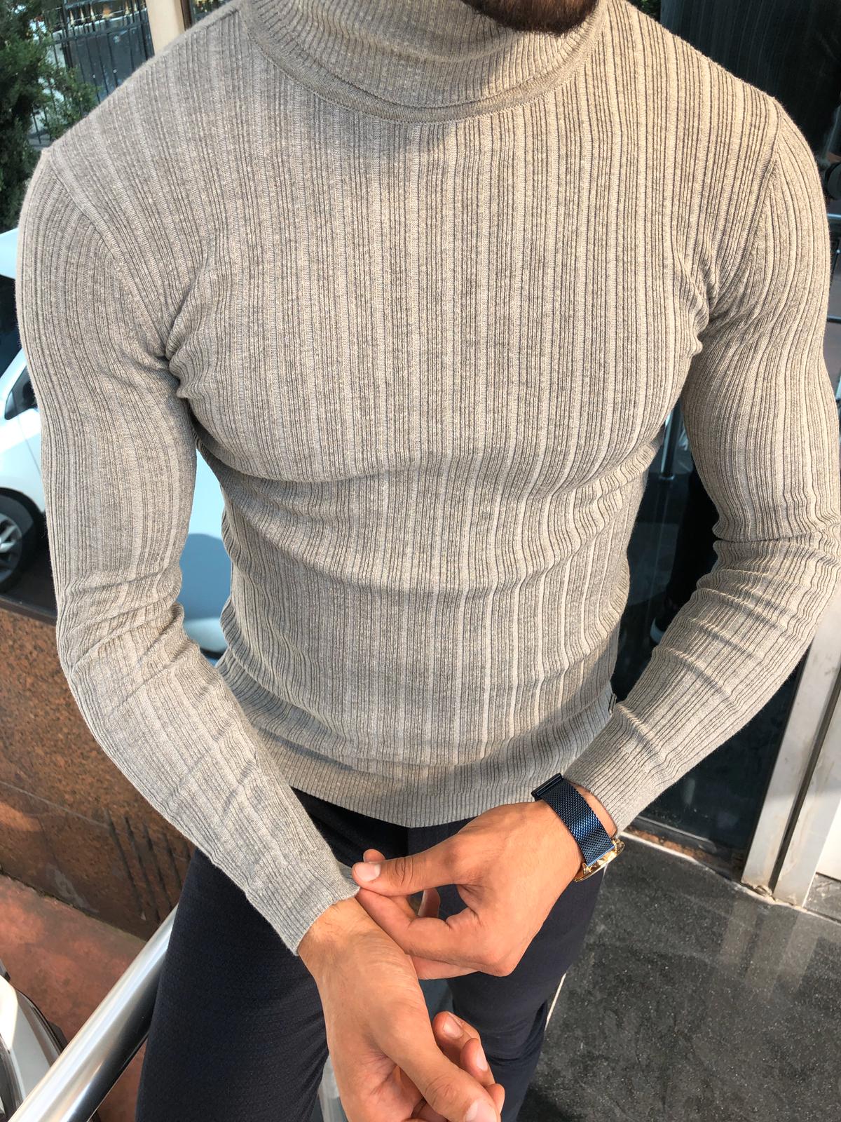 Santo Slim-Fit Turtleneck Knitwear Gray-baagr.myshopify.com-sweatshirts-BOJONI