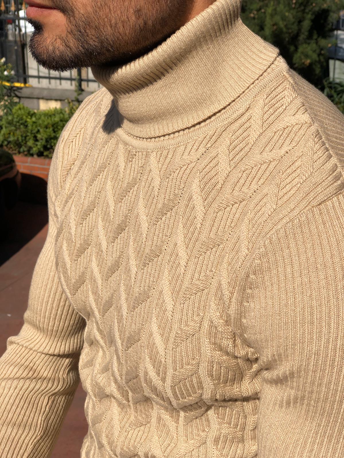 Calvin Slim-Fit Turtleneck Knitwear Beige-baagr.myshopify.com-sweatshirts-BOJONI