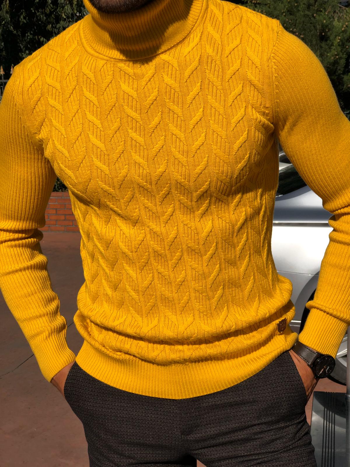 Calvin Slim-Fit Turtleneck Knitwear Yellow-baagr.myshopify.com-sweatshirts-BOJONI