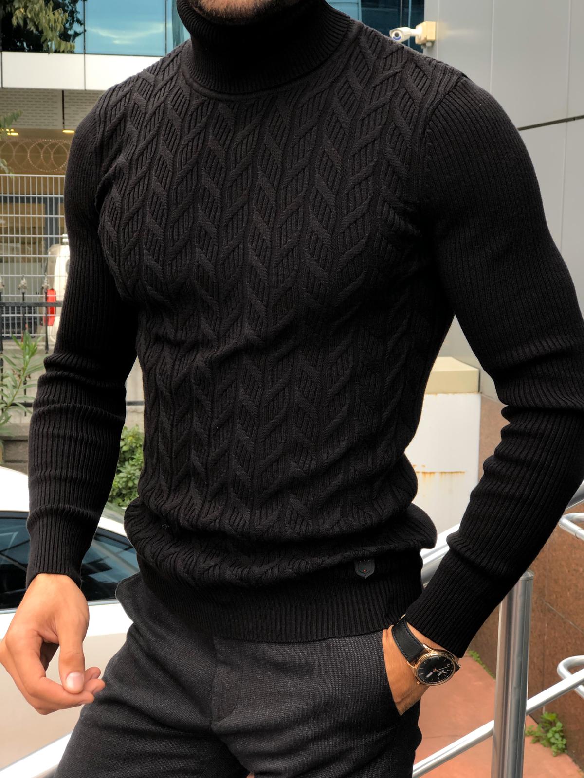 Calvin Slim-Fit Turtleneck Knitwear Black-baagr.myshopify.com-sweatshirts-BOJONI