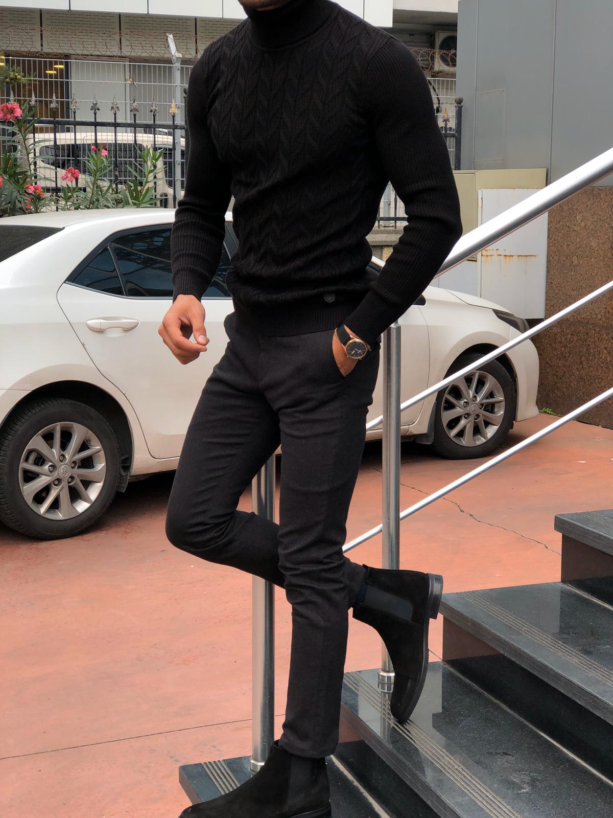 Calvin Slim-Fit Turtleneck Knitwear Black-baagr.myshopify.com-sweatshirts-BOJONI