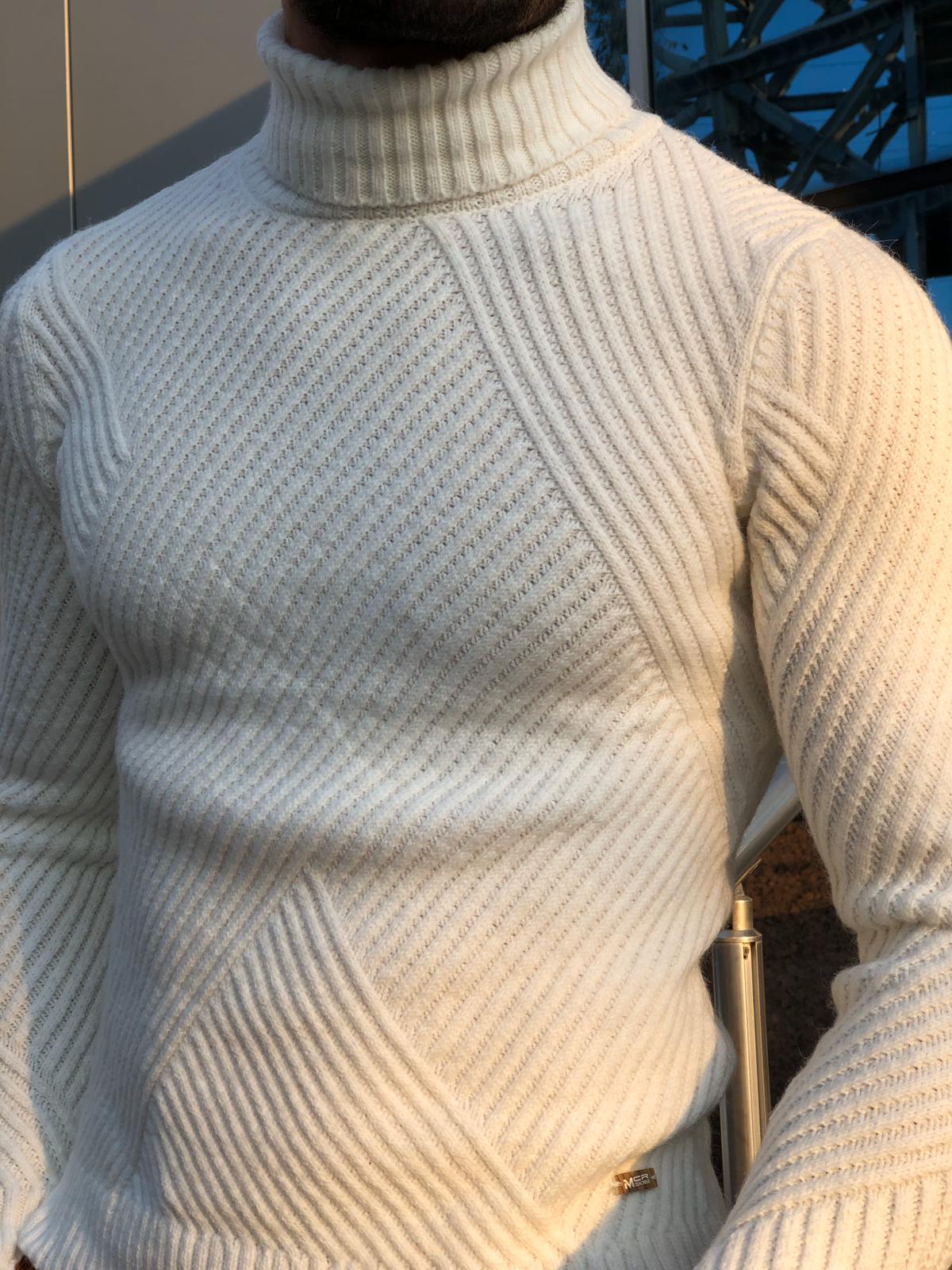 Capstone Ecru Slim Fit Turtleneck-baagr.myshopify.com-sweatshirts-BOJONI