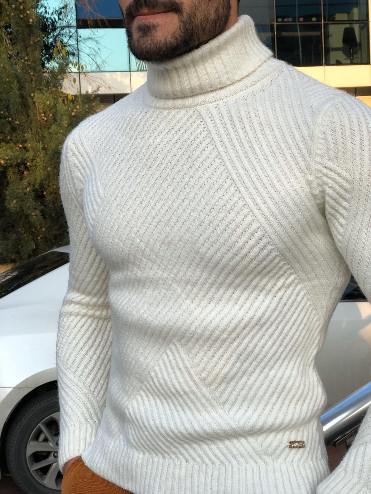 Capstone Ecru Slim Fit Turtleneck-baagr.myshopify.com-sweatshirts-BOJONI