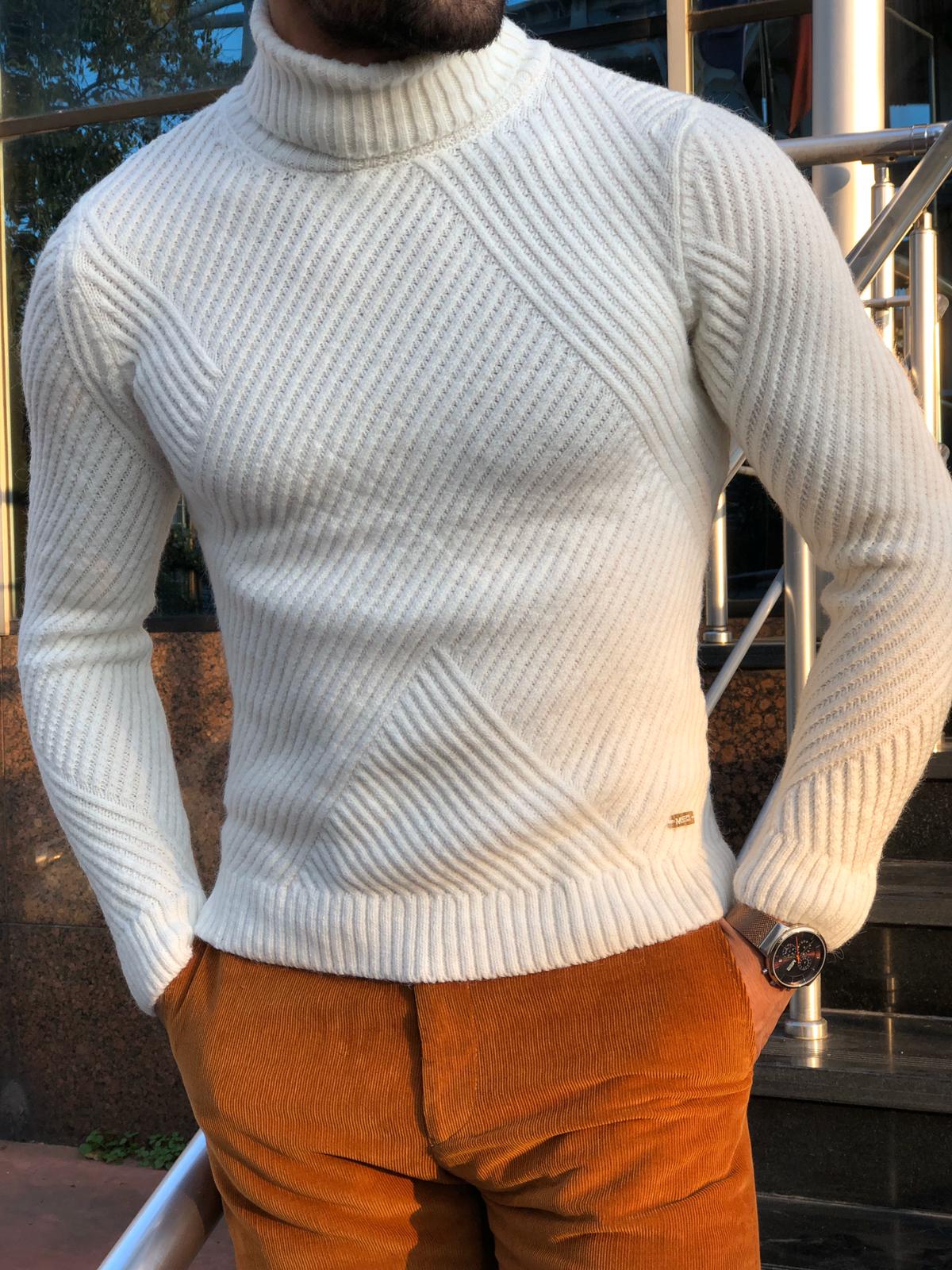 Capstone Ecru Slim Fit Turtleneck-baagr.myshopify.com-sweatshirts-BOJONI