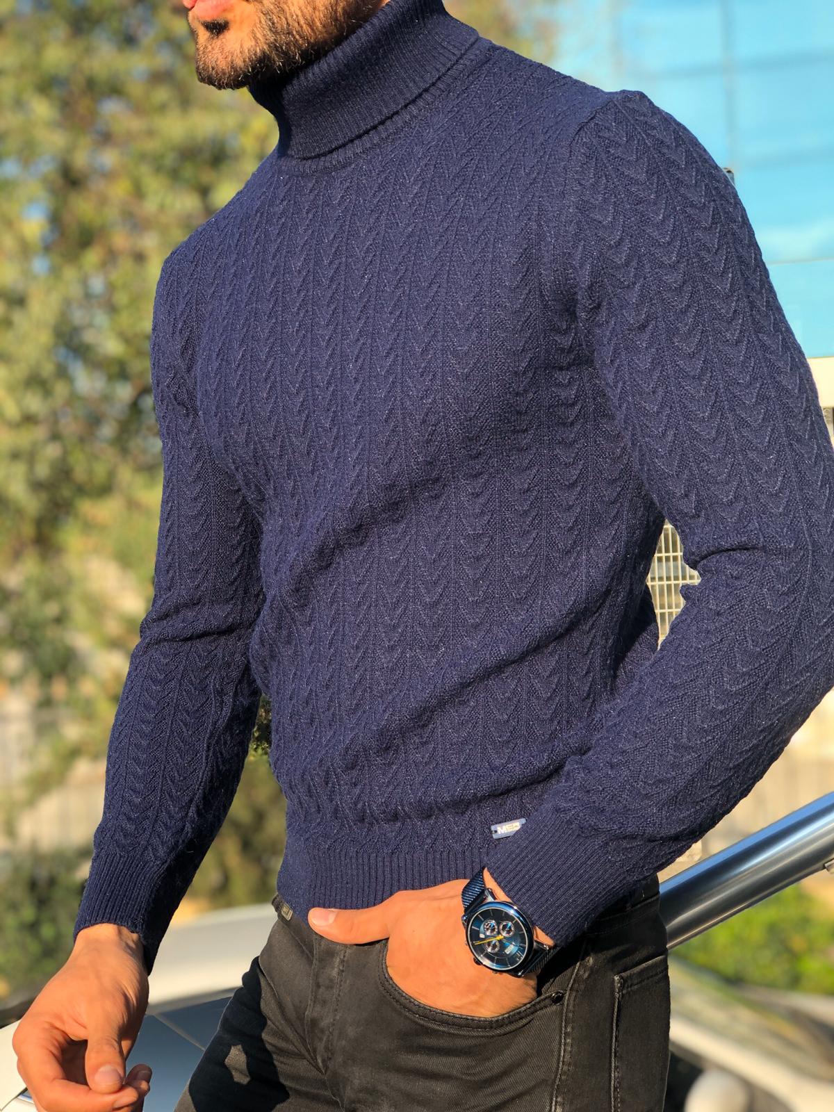 Heritage Navy Slim Fit Turtleneck-baagr.myshopify.com-sweatshirts-BOJONI