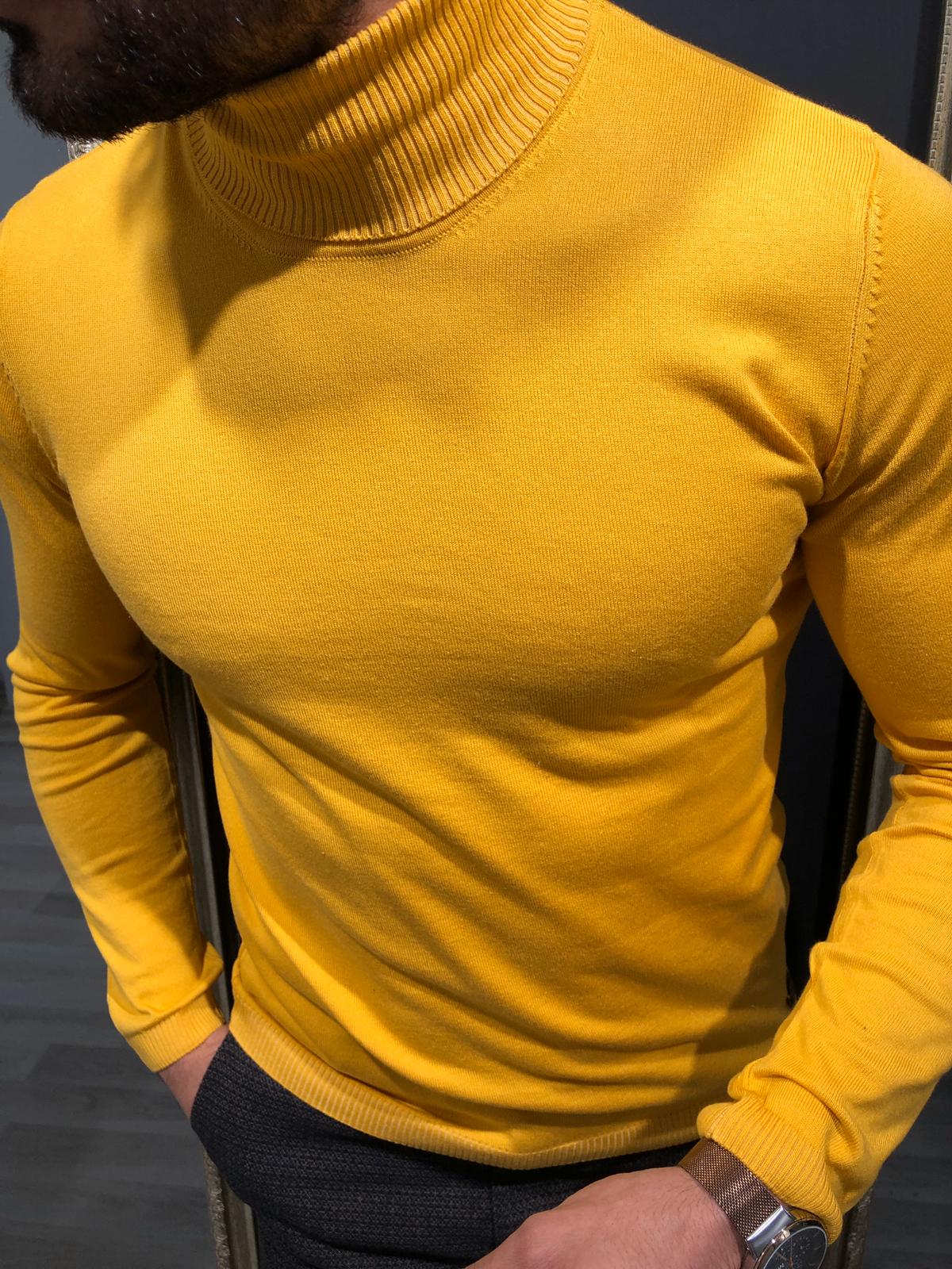 Rimini Slim-Fit Turtleneck Knitwear Yellow-baagr.myshopify.com-sweatshirts-BOJONI