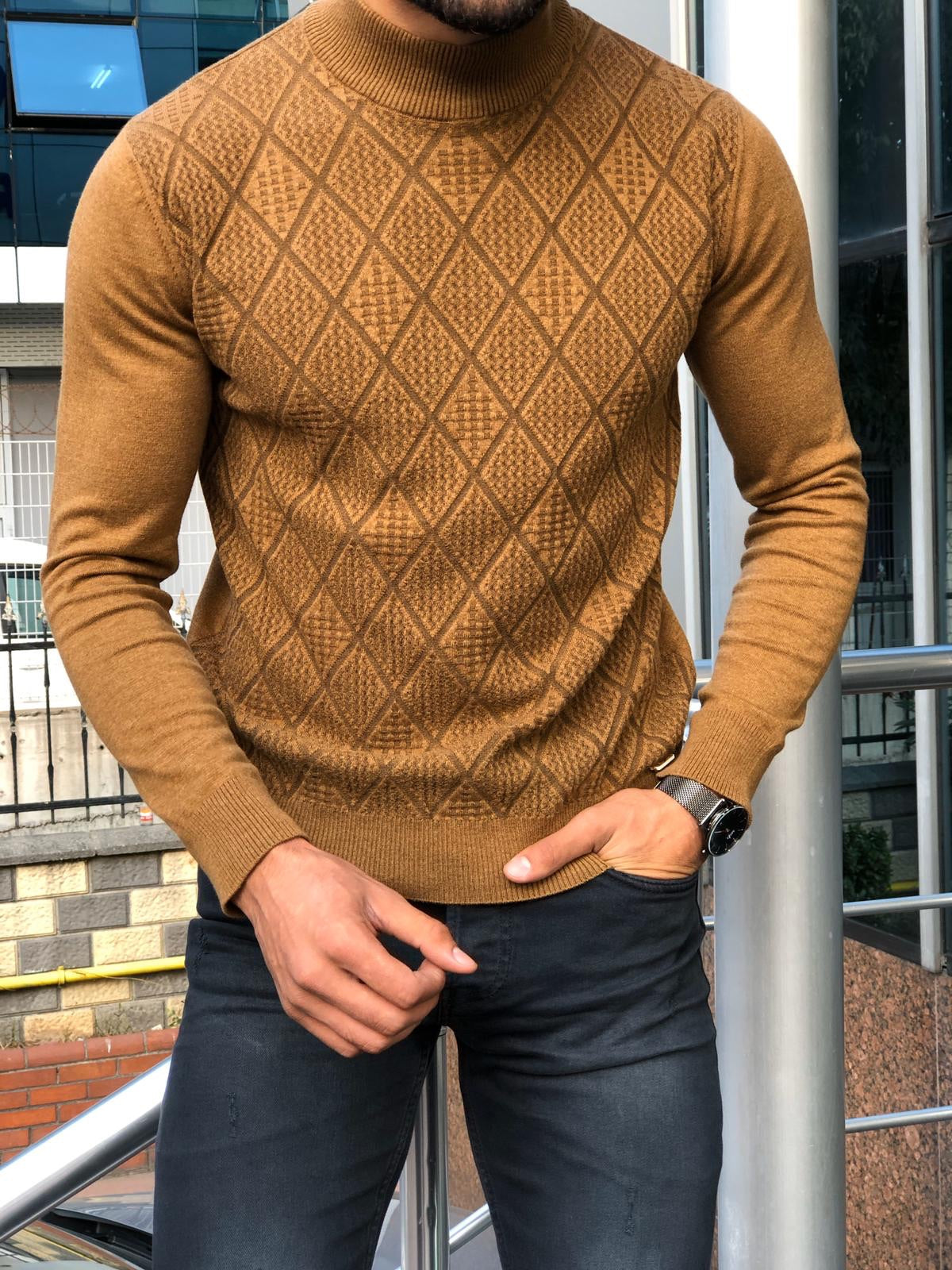 Slim-Fit Patterned Turtleneck Knitwear (3 Colors)-baagr.myshopify.com-sweatshirts-BOJONI