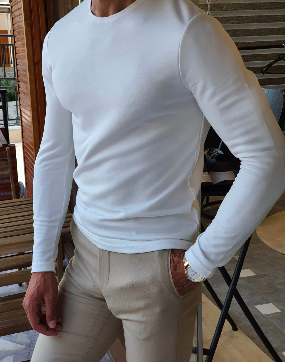 Anchorage White Slim Fit Round Neck Sweatshirt-baagr.myshopify.com-sweatshirts-BOJONI